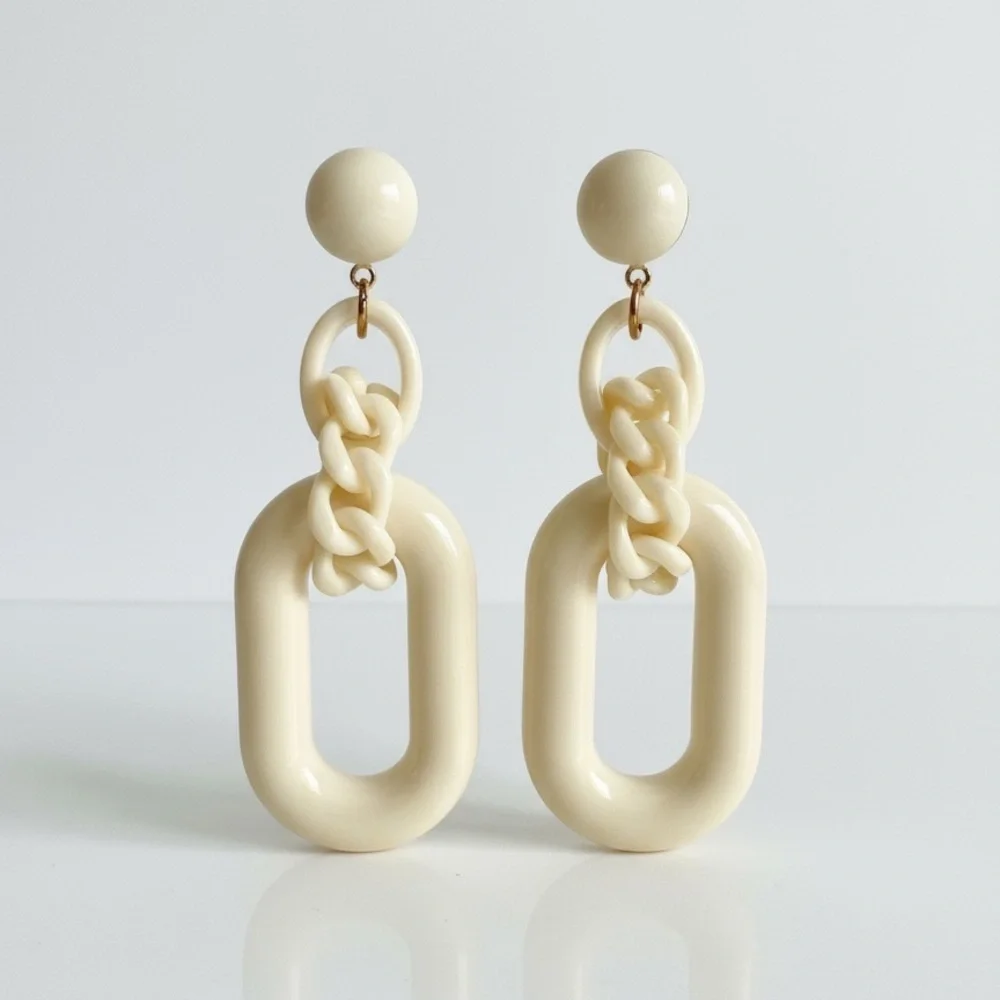 Anthropologie Statement Cream Colored Earrings EUC
